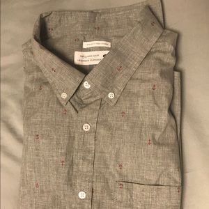 💼Old Navy Grey/Red Anchor Button Down